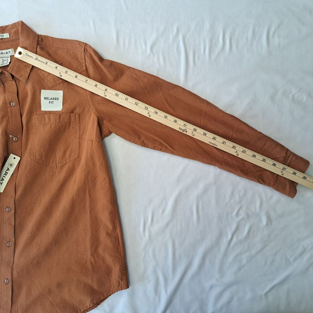Ariat Billie Jean LS Rust Textured Cotton Button-Up Relaxed Fit Western Rodeo M - Picture 4 of 8